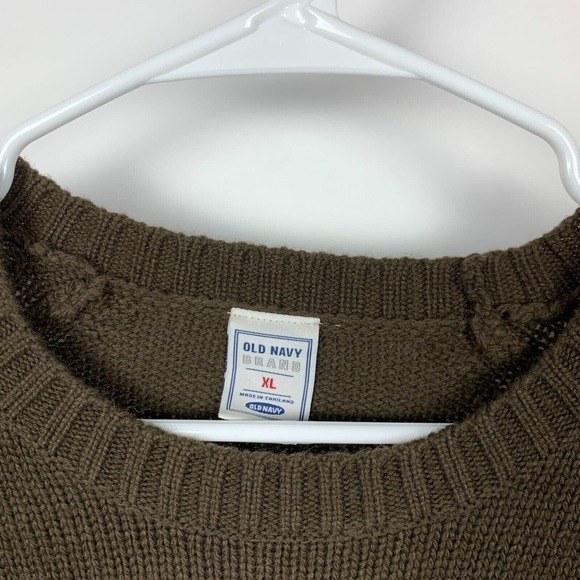 Y2K Old Navy Zig Zag Stripe Lambs Wool Blend Brown Orange Sweater Mens XL New - Picture 4 of 7